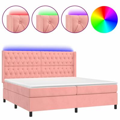 Boxspring met matras en LED fluweel roze 200x200 cm