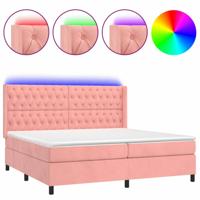 Boxspring met matras en LED fluweel roze 200x200 cm - thumbnail