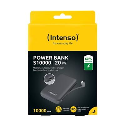Intenso S10000 Powerbank 10000 mAh USB PD 3.0 LiPo USB-C Grijs Intenso S10000 Powerbank 10000 mAh USB PD 3.0 LiPo USB-C Grijs