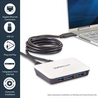 StarTech.com USB 3.0 naar gigabit Ethernet NIC netwerkadapter met 3-poorts hub - wit - thumbnail