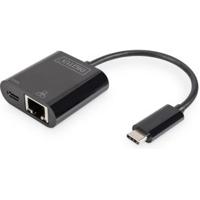 Digitus USB-C, RJ45 Adapter [1x USB-C stekker - 1x RJ45-bus, USB-C bus] DN-3027 Incl. RJ45-bus, Met laadbus, Met USB - thumbnail