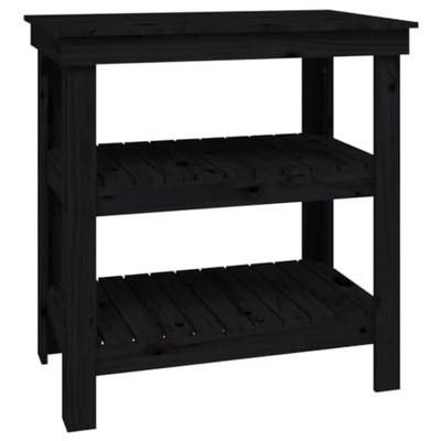 VidaXL Werkbank 78,5x50x80 cm massief grenenhout zwart VidaXL Werkbank 78,5x50x80 cm massief grenenhout zwart