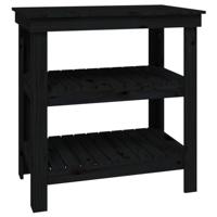 VidaXL Werkbank 78,5x50x80 cm massief grenenhout zwart - thumbnail