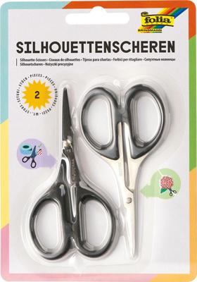 Folia silhouetschaar, ft 10,5 cm, scherpe punt, zwart, blister van 2 stuks