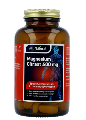 All Natural Magnesium Citraat 400 mg Tabletten All Natural Magnesium Citraat 400 mg Tabletten