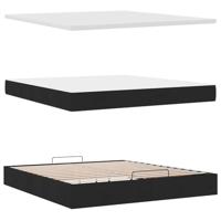 Ottoman bed met matras en LED's 160x200cm stof zwart - thumbnail