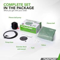 Tunturi Anti Burst Fitness bal met Pomp | Yoga bal 65 cm | 220 kg gebruikersgewicht | Incl Trainingsapp | Mint - thumbnail