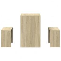 3-delige Eettafel en bankenset bewerkt hout sonoma eikenkleurig - thumbnail