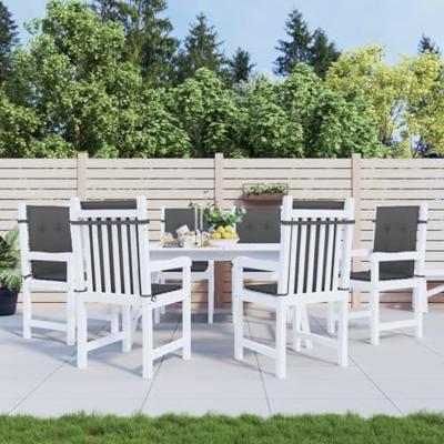 Stoelkussens 6 st lage rug 100x50x4 cm stof gemêleerd antraciet