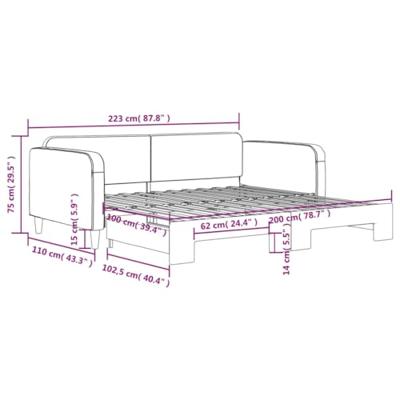 Slaapbank met onderschuifbed 100x200 cm stof zwart