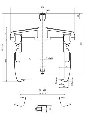 Gedore 8000660 Poelietrekker Spanbereik: 200 mm Aantal haken: 2