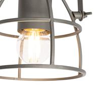 QAZQA Industriële spot donkergrijs met hout verstelbaar - Arthur - thumbnail