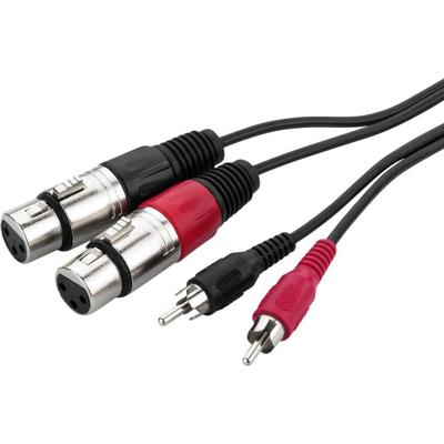 Monacor 0069030 XLR / Cinch Audio Verbindingskabel [2x XLR-bus - 2x Cinch-stekker] 1 m Zwart