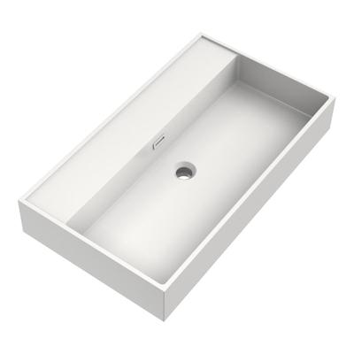 Brauer Gravity Wastafel - 80 cm - met 1 Spoelbak en 0 Kraangaten - Mineraalmarmer Zijdeglans Wit