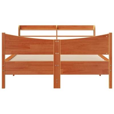 Bedframe met hoofdbord massief grenenhout wasbruin 120x200 cm