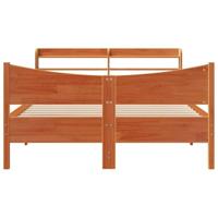 Bedframe met hoofdbord massief grenenhout wasbruin 120x200 cm - thumbnail