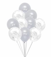 Ballonnenset Wit/Confetti (10 stuks / 30 CM) - thumbnail