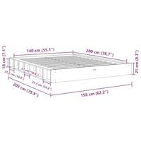 Bedframe zonder matras 140x200 cm massief hout eiken - thumbnail
