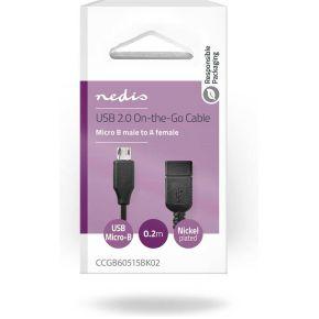 Nedis USB Micro-B Adapter | USB Micro-B Male naar USB-A Female | 0.2 m | 1 stuks - CCGB60515BK02 CCGB60515BK02
