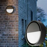 LED buitenlamp zwart dimbaar SG wandlamp Frame Round Wall 7W 390 lumen 3000K slagvast IK10 aluminium - thumbnail