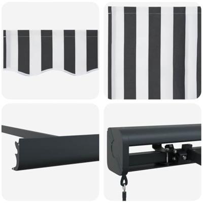 Luifel uittrekbaar 4,5x3 m stof en aluminium antraciet en wit
