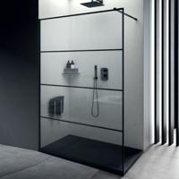 Inloopdouche Lacus Tremiti Wall 120x200 cm Helder Glas Stabilisatiestang Zwart - thumbnail