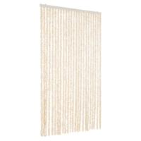 VidaXL Vliegengordijn 100x220 cm chenille beige en wit - thumbnail
