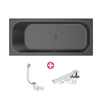 Xenz Aruba Ligbad - 170x75x48 - afvoer Midden - acryl - ebony 6801-29