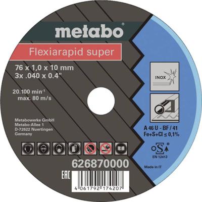 Metabo Accessoires Doorslijpschijven | Flexiarapid super | Ø 76x10 mm | Inox (5 st.) - 626870000 Metabo Accessoires Doorslijpschijven | Flexiarapid super | Ø 76x10 mm | Inox (5 st.) - 626870000