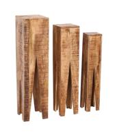 Artistiq Zuil 'Fleur' Mangohout, Set van 3 stuks - thumbnail