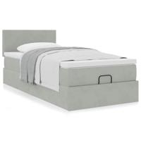 Ottoman bed met matras 90x200cm fluweel lichtgrijs - thumbnail