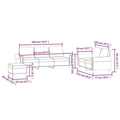 3-delige Loungeset met kussens fluweel geel