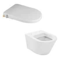 Wiesbaden Vesta met Flush luxe douche-wc zitting stroomloos wit sw96080/sw102848 - thumbnail