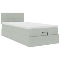Ottoman bed met matras 100x200 cm fluweel lichtgrijs - thumbnail