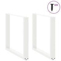 Eettafelpoten 2 st U-vormig 100x(72-73) cm staal wit - thumbnail