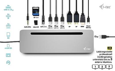 Hub USB-C i-Tec C31FLAT2PDPRO Zilverkleurig