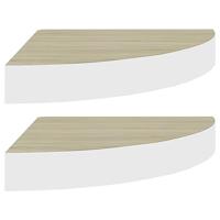 VidaXL Hoekwandschappen 2 st 35x35x3,8 cm mdf eikenkleurig en wit - thumbnail