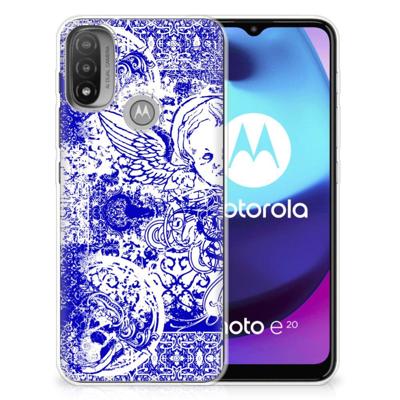 Silicone Back Case Motorola Moto E20 | E40 Angel Skull Blauw Silicone Back Case Motorola Moto E20 | E40 Angel Skull Blauw