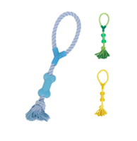 Nobleza Honden speeltouw met rubber kauwbot - 40 cm - thumbnail