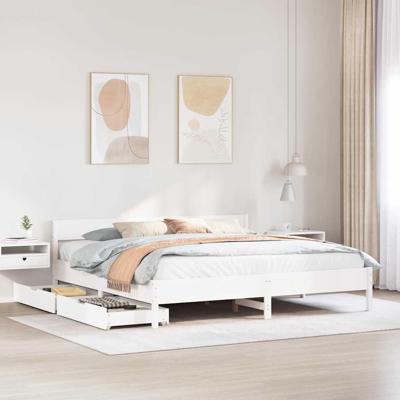 Bedframe zonder matras massief grenenhout wit 180x200 cm