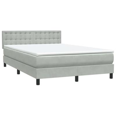 Boxspring met matras fluweel lichtgrijs 160x210 cm