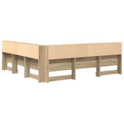 Opberghoofdbord met plank Sonoma eiken 200 cm Bewerkt hout