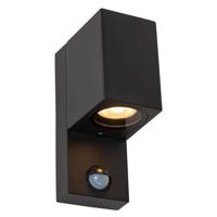 Lucide ZARO IR - Wandspot / Wandlamp Binnen/Buiten - 1xGU10 - IP65 - Beweging & dag/nacht sensor (uitschakelbaar) - Zwart - thumbnail