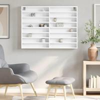 Vitrinekast 100x8,5x75 cm bewerkt hout wit - thumbnail