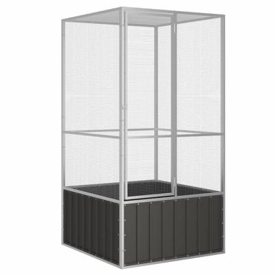 VidaXL Vogelkooi 111x107x211,5 cm gegalvaniseerd staal antracietkleur