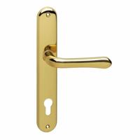 Deurkruk Saturnus profielcilindergat 110mm messing gelakt - thumbnail