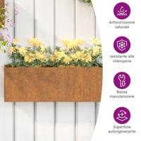 VidaXL Plantenbakken wandmontage 2 st 53x10x17 cm cortenstaal roestig - thumbnail
