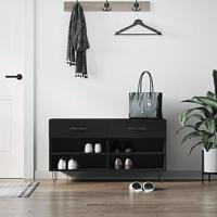 VidaXL Schoenenbank 102x35x55 cm bewerkt hout zwart - thumbnail
