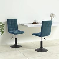 Eetkamerstoelen draaibaar 2 st fluweel blauw - thumbnail