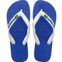 Teenslippers voor kinderen Brasil logo HAVAÏANAS marineblauw/wit - thumbnail